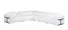 Load image into Gallery viewer, Italian Leather Modular L Shaped Seven Piece Corner Sectional With Console - White
