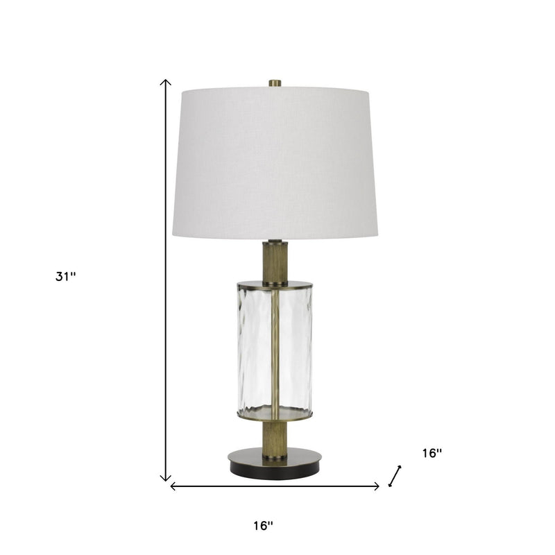 31" Metal Table Lamp With Empire Shade - Clear White