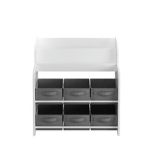 Load image into Gallery viewer, Bookshelf With 6 Storage Bins, Multi Functional Children's Bookcase And Toy Organizer - White
