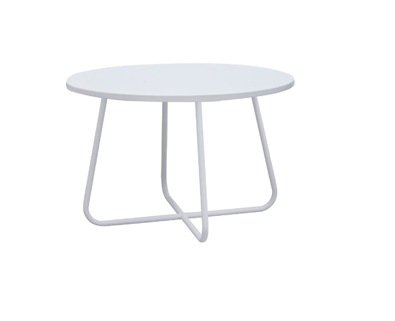 28" Wood And Metal Round Cross Legs Coffee Table - White
