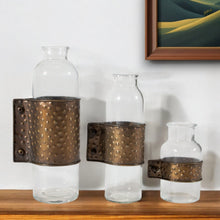 Load image into Gallery viewer, Hammered Cylinder Table Vase (Set of 3) - Clear / Bronze
