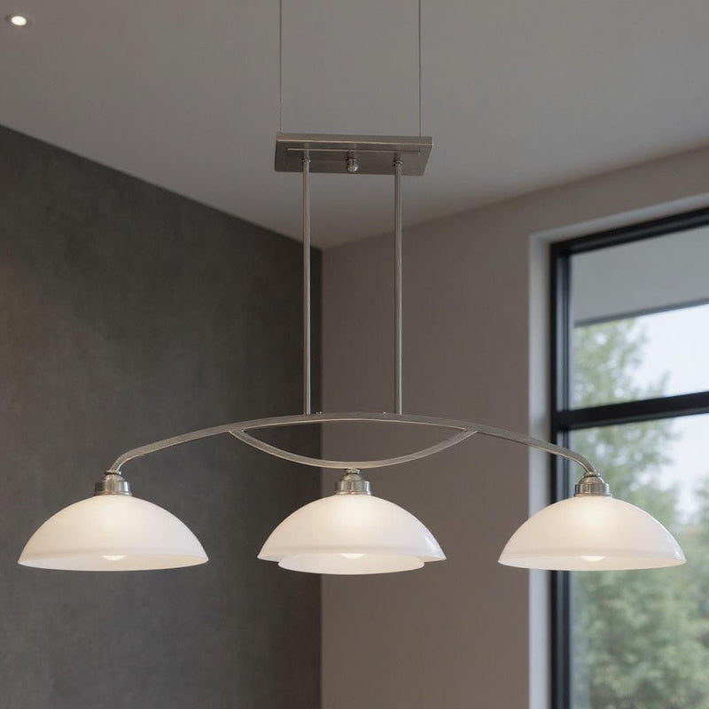 11" Three Light Dimmable Chandelier With Shades - Nickel