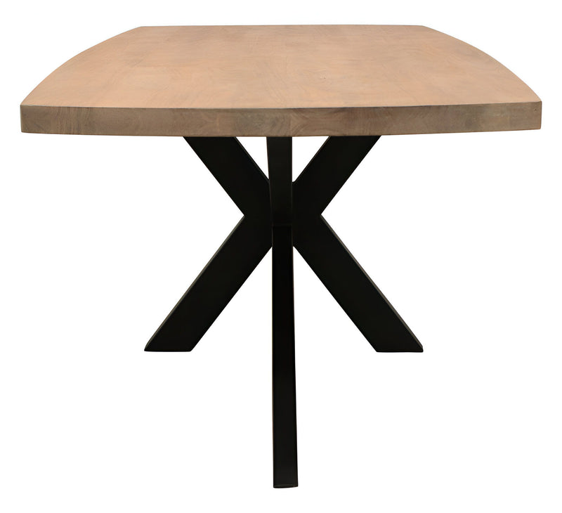 82" Solid Wood And Iron Pedestal Base Dining Table - Natural / Brown