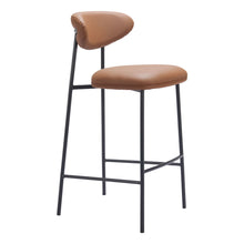 Load image into Gallery viewer, 29" Faux Leather And Steel Low Back Bar Height Bar Chairs (Set of 2) - Brown / Black
