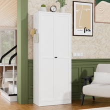 Load image into Gallery viewer, Kitchen Pantry Cabinet With Doors, Heavy-Duty Freestanding Storage Organizer With 5 Adjustable Shelves, Tool Free Assembly - White
