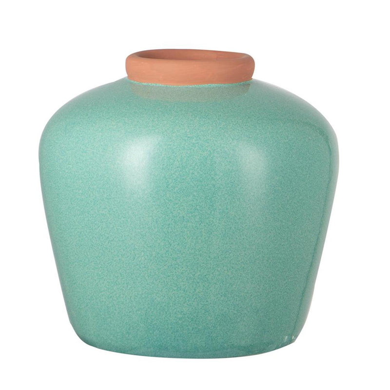 Round Table Vase - Natural / Teal Blue