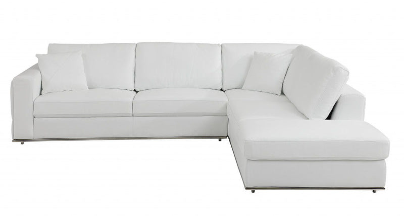 Italian Leather Reclining L Shaped 2 Piece Corner Sectional - White