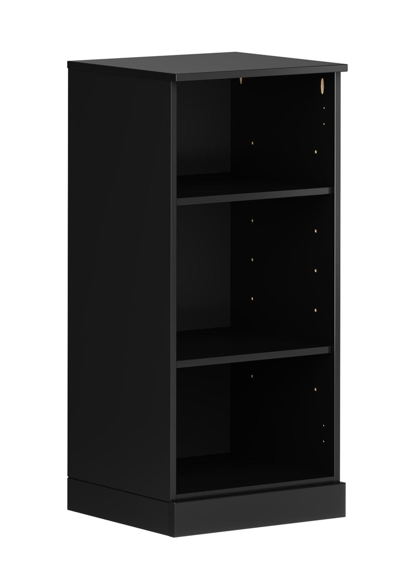 Solid Wood Adjustable Three Tier Library Bookcase - Black