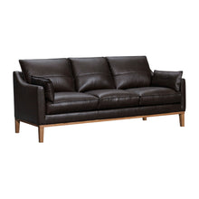 Load image into Gallery viewer, Leather Sofa And Toss Pillows With Brown Legs - Dark Brown
