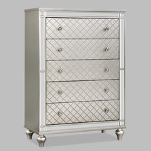 Load image into Gallery viewer, 5 Drawer Bedroom Chest With Diamond Patterned Fronts - Silver
