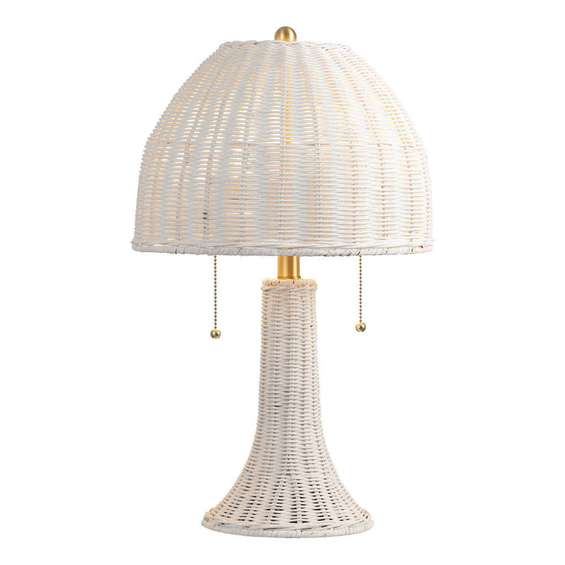 Lantern Bedside Lamp With Dome Shade - White