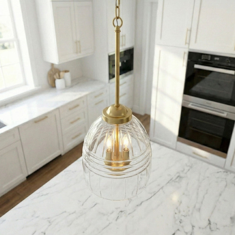 Ember - 3 Candle Lights Chain Pendant - Clear / Gold