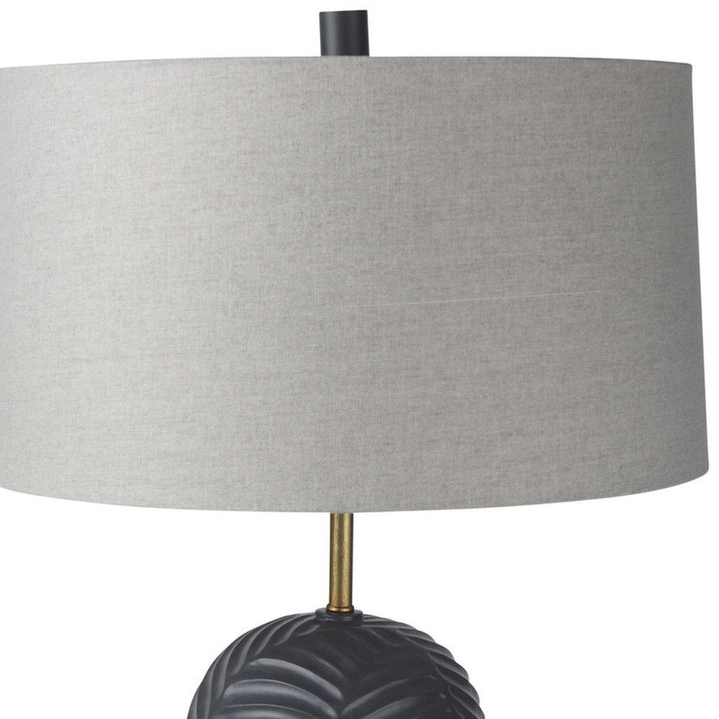 29" Round Bedside Lamp With Drum Shade - Beige / Blue