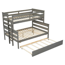 Load image into Gallery viewer, Wood Twin over Full Bunk Bed with Twin Size Trundle, Gray
