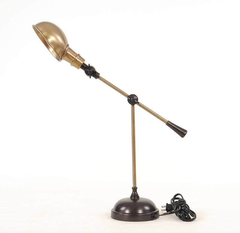 Metal Adjustable Desk Table Lamp With Gold Bowl Shade - Black