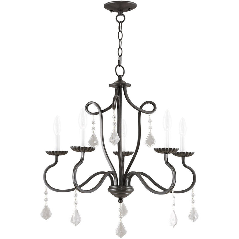 Five Light Dimmable Chandelier With Shades - Bronze