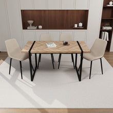Load image into Gallery viewer, Modern Dining Table &amp; Suede Chair Set WIth Rectangular Metal Base
