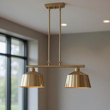 Load image into Gallery viewer, Kitchen Island Two Light Metal Dimmable Chandelier With Shades - Gold
