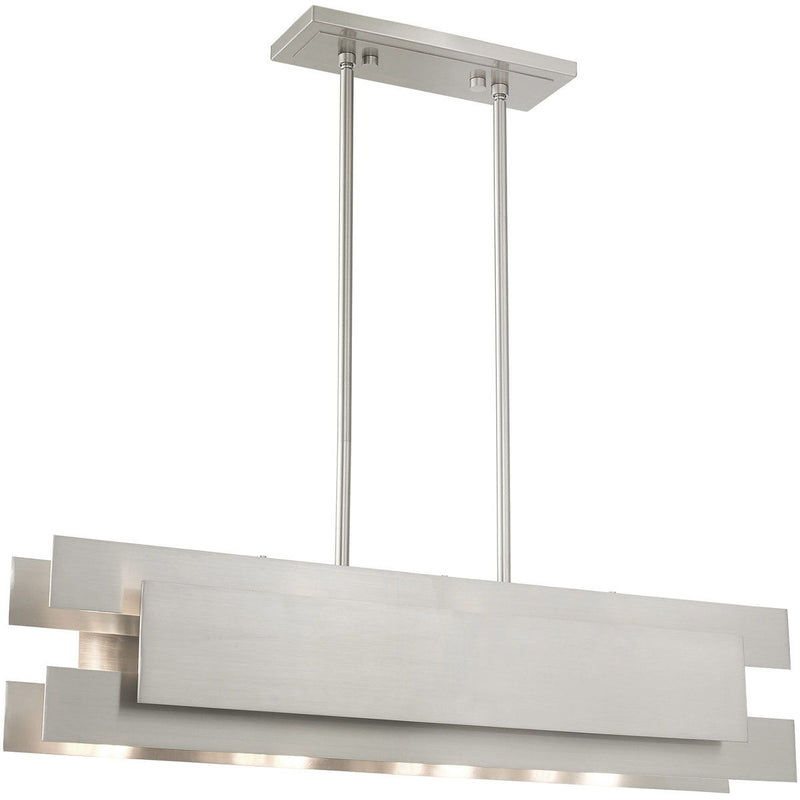 17'' Four Light Dimmable Chandelier With Shades - Nickel