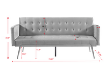 Load image into Gallery viewer, Morden Velvet Futon Sofa Bed for Living Room, Convertible 3 Adjustable Couch Loveseat with Metal Leg
