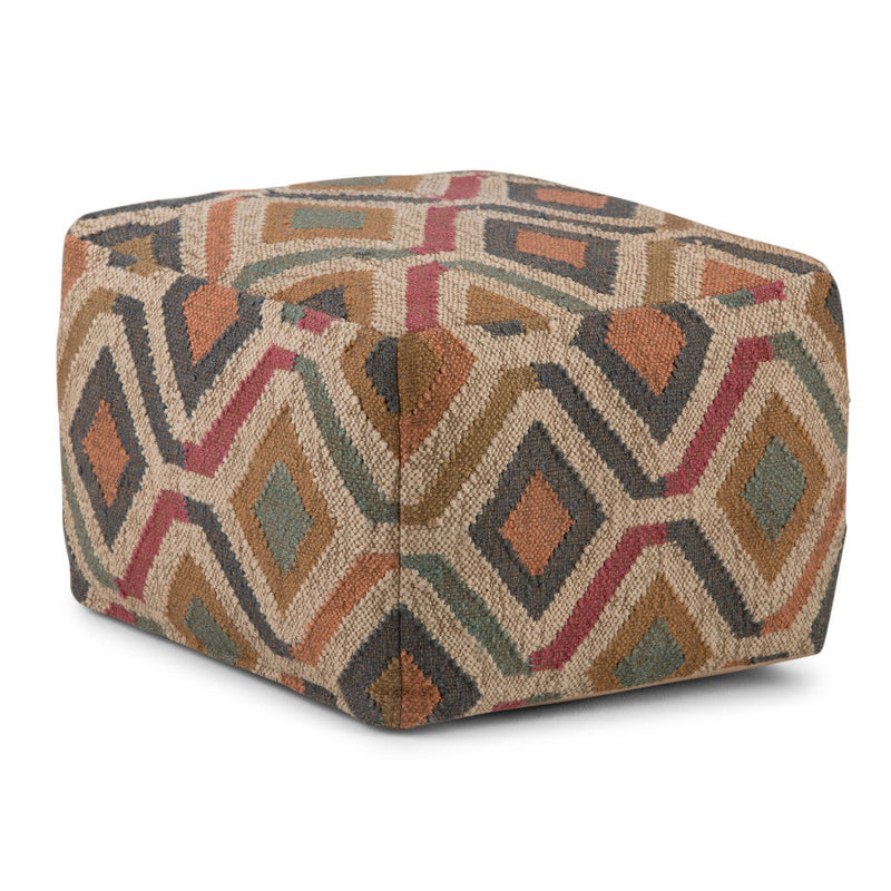 Jute Pouf Ottoman - Blue