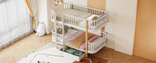 Load image into Gallery viewer, Wood Twin over Twin Bunk Bed with Fence Guardrail and a Big Drawer, White
