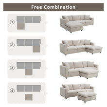 Load image into Gallery viewer, [VIDEO provided] [New] 100.4*64.6&quot; Modern Sectional Sofa,L-shaped Couch Set with 2 Free pillows,4-seat Polyester Fabric Couch Set with Convertible Ottoman for Living Room, Apartment, Office,4 Colors
