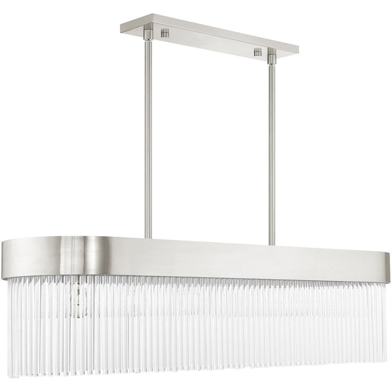 19" Six Light Dimmable Chandelier With Shades - Nickel