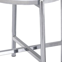 Load image into Gallery viewer, 22" Faux Marble Ceramic And Metal Cross Legs Round End Table - White
