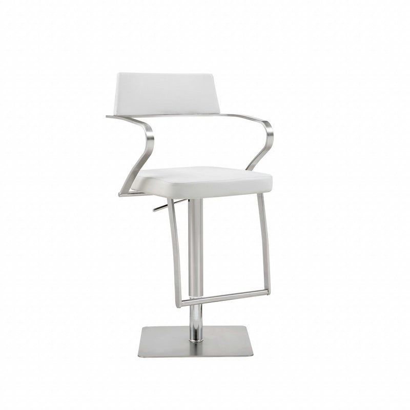 21" Stainless Steel Bar Chair - White And Silver