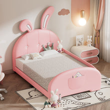 Load image into Gallery viewer, Upholstered Rabbit-Shape Princess Bed With Headboard And Footboard
