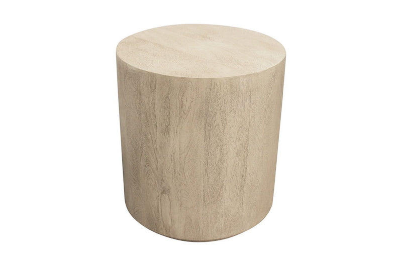 20" Distressed Solid Wood Round Pedestal End Table - Natural