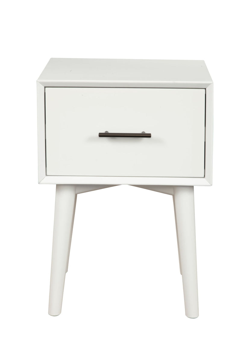 Wood End Table With Drawer - White