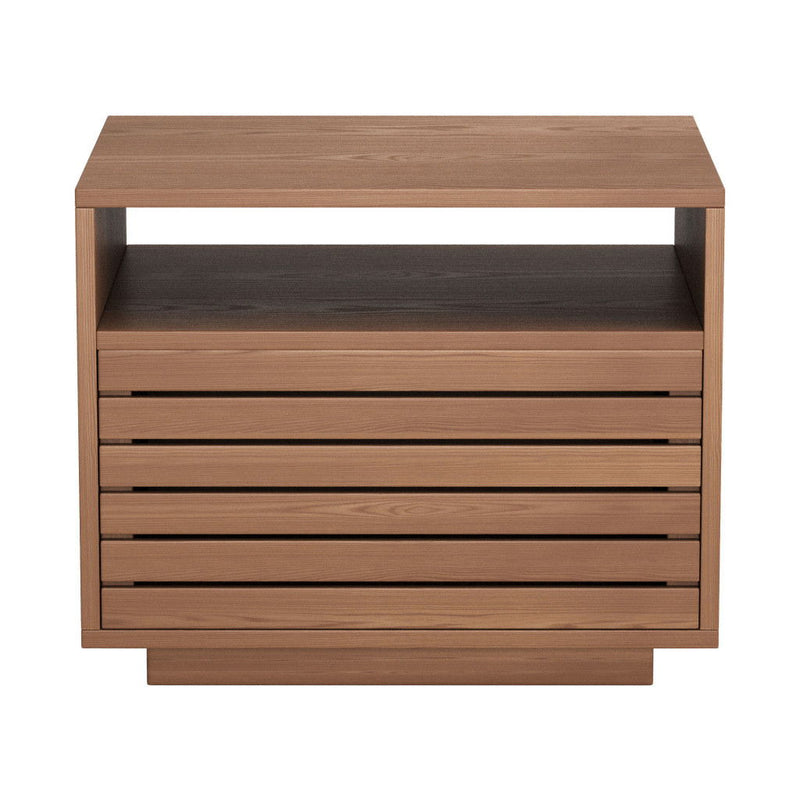 16" Solid Wood Pedestal End Table With Drawer - Brown