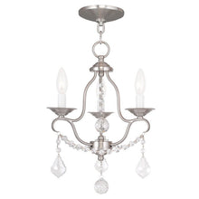 Load image into Gallery viewer, 17" Three Light Metal Dimmable Chandelier With Shades - Nickel
