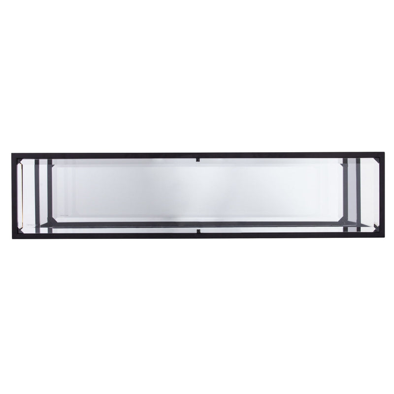 Glass Mirrored Sled Console Table With Shelves - Clear / Black