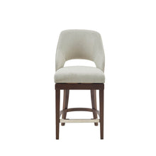 Load image into Gallery viewer, Counter Stool With Swivel Seat, Upholstery And Solid Wood Legs - Cream
