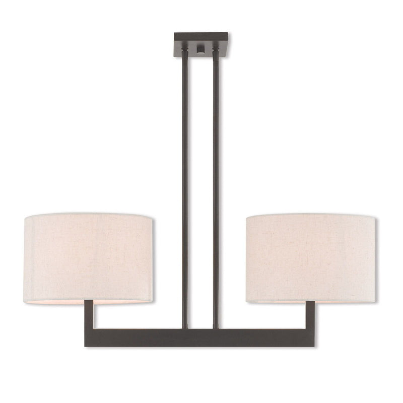 22" Two Light Dimmable Chandelier With Shades - Bronze
