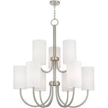 Load image into Gallery viewer, 49" Nine Light Metal Dimmable Chandelier With Shades - Nickel / Off White
