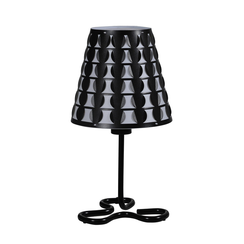 Bedside Table Lamp With Black Polka Dots Empire Shade - Black