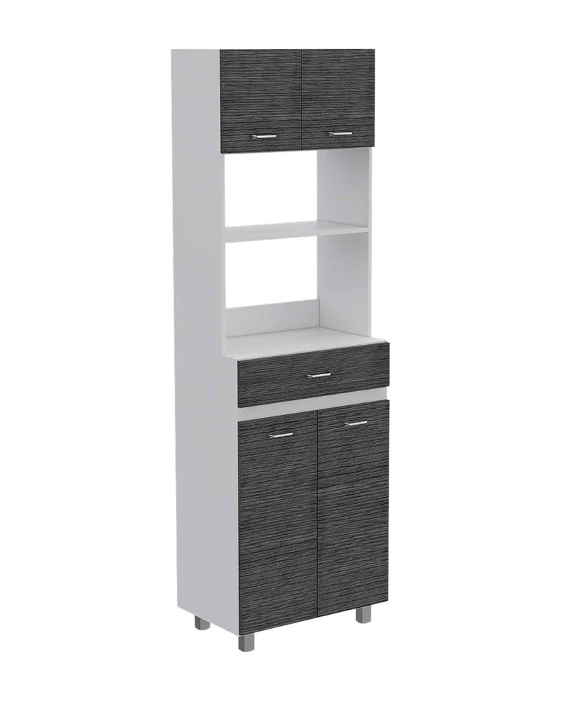 79" Pantry Cabinet With Three Storage Shelves - Gray / White