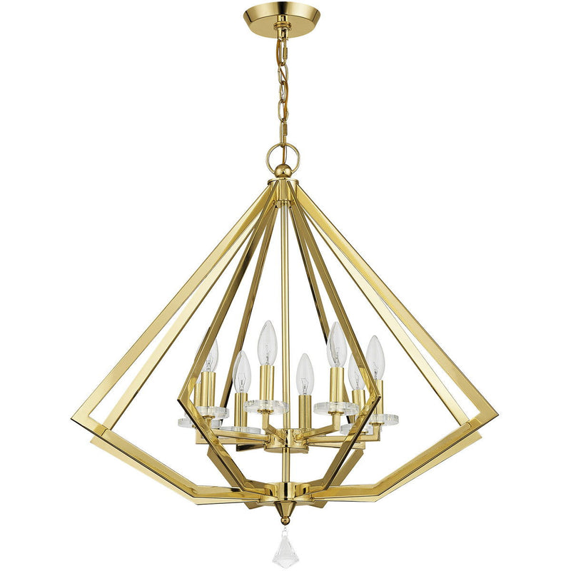 28" Eight Light Dimmable Chandelier With Shades - Brass