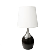 Load image into Gallery viewer, Gourd Table Lamp With White Tapered Drum Shade - Black And Silver
