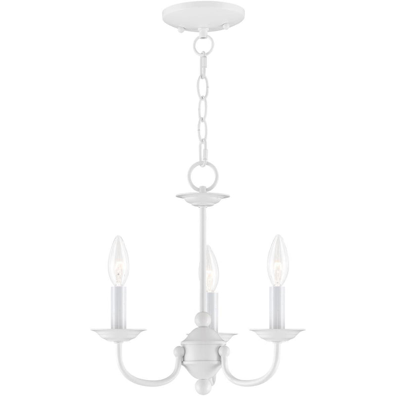 14" Three Light Dimmable Chandelier With Shades - White