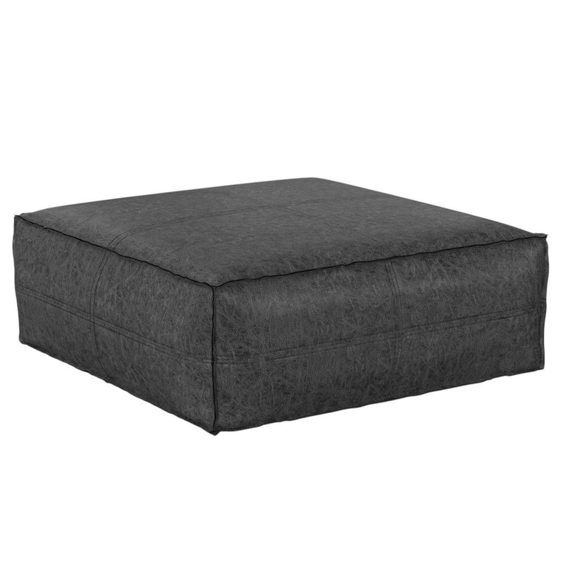 36" Faux Leather Pouf Ottoman - Black
