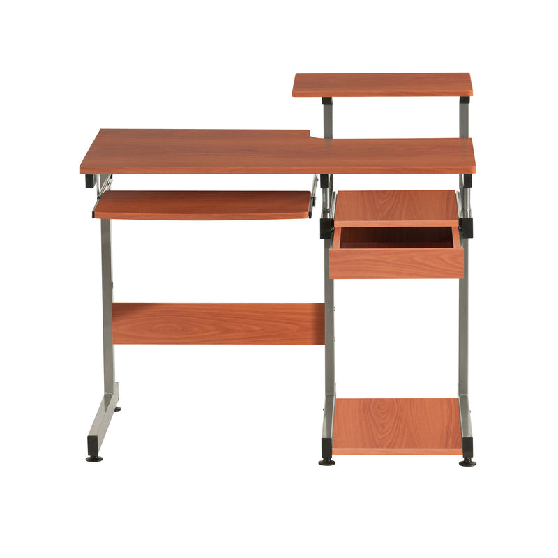Stainless T-Shape Computer Desk - Oak / Silver