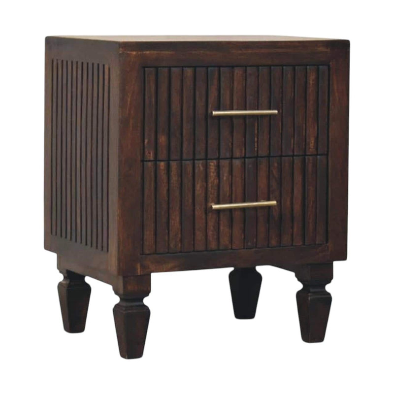 22" Solid Wood Round Two Drawer Nightstand - Mocha
