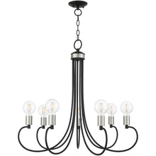 Load image into Gallery viewer, 28" Seven Light Dimmable Chandelier With Shades - Black

