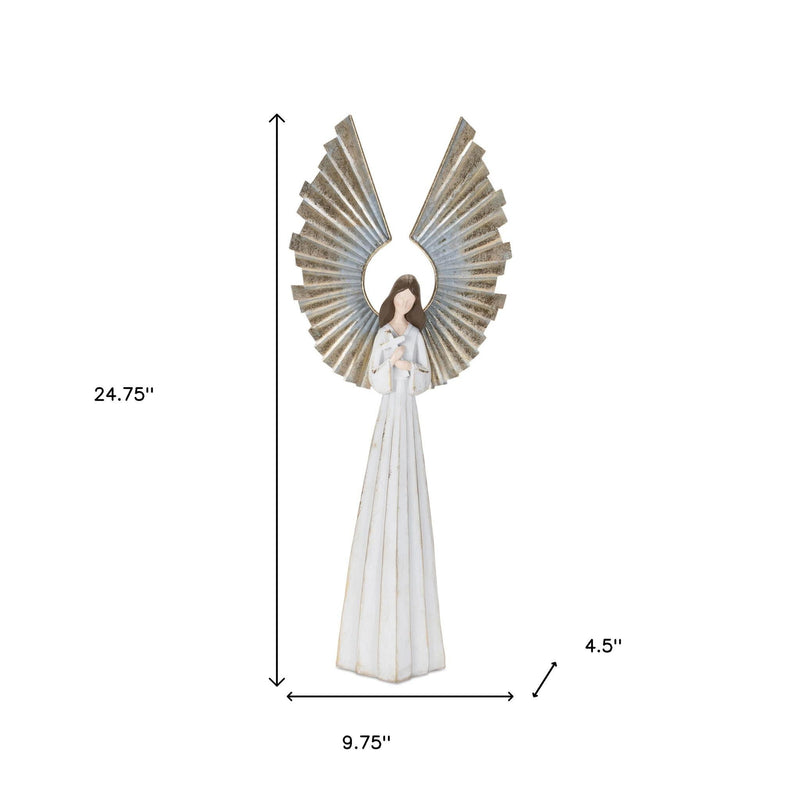 Poly Angel Christmas Tabletop Sculpture (633809) - White / Gold
