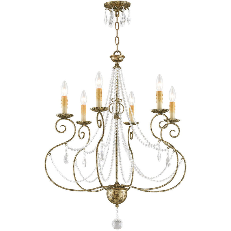 33'' Six Light Dimmable Chandelier With Shades - Bronze